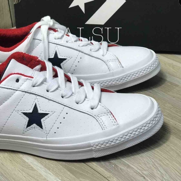 Converse One star Leather White Athletic Navy Men - Picture 2 of 7